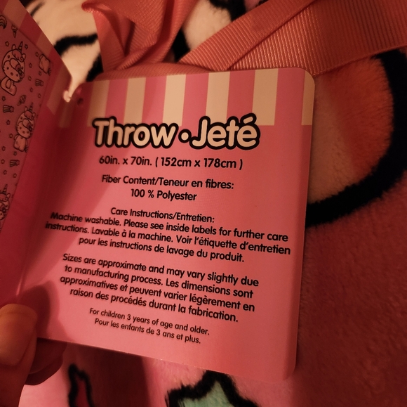 Hello Kitty Unicorn Ice Cream Cone Stars 60 x 70" Plush Pink Throw Blanket NWT - Picture 6 of 6